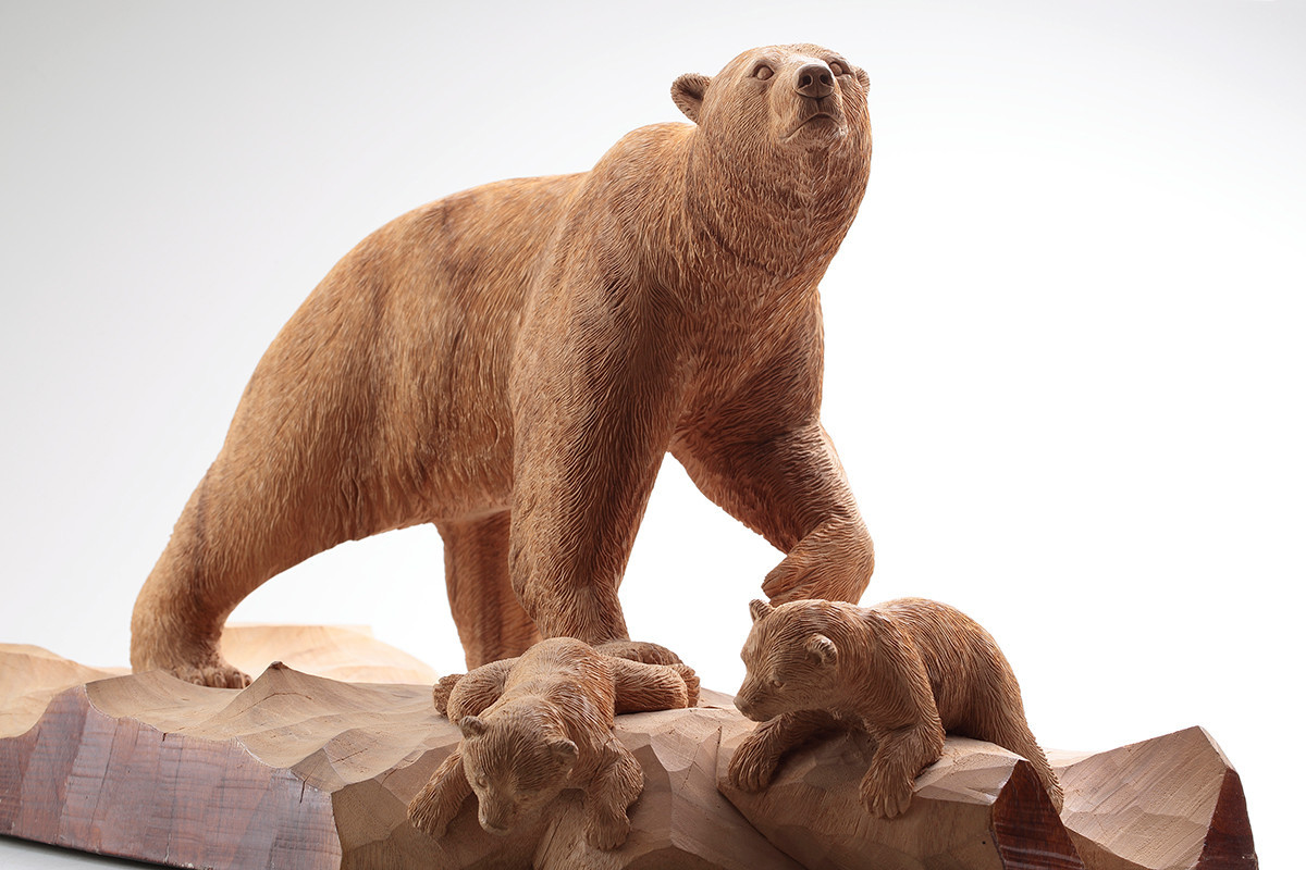 木彫り 熊 砂宇刻 アイヌ 1957年縦横約29cm×14cm